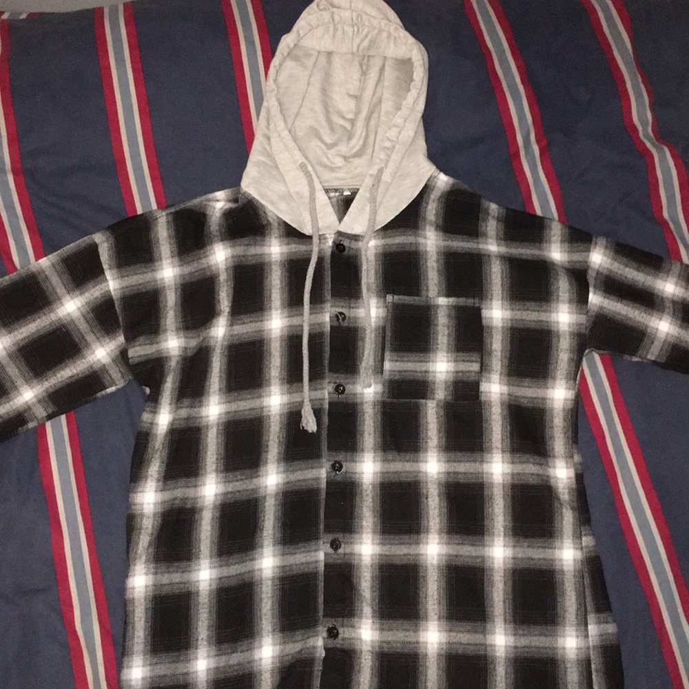 Black and White Flannel Hoodie